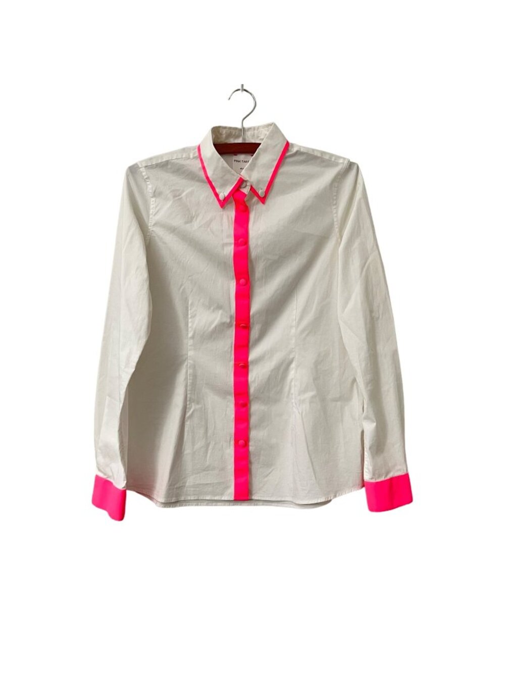 Pink Tartan White Neon Pink Trim Long Sleeve Button Shirt Barbie Size 6